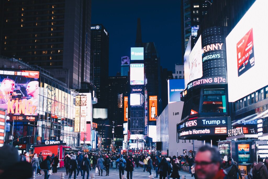 People Walks in Time Square